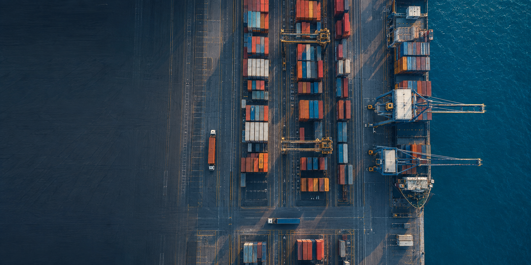 Aerial view of container terminal operations